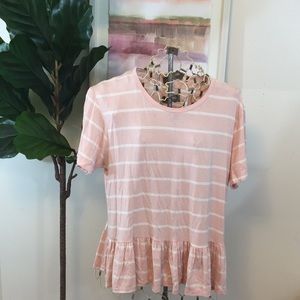 C&C California Striped Peplum Tee